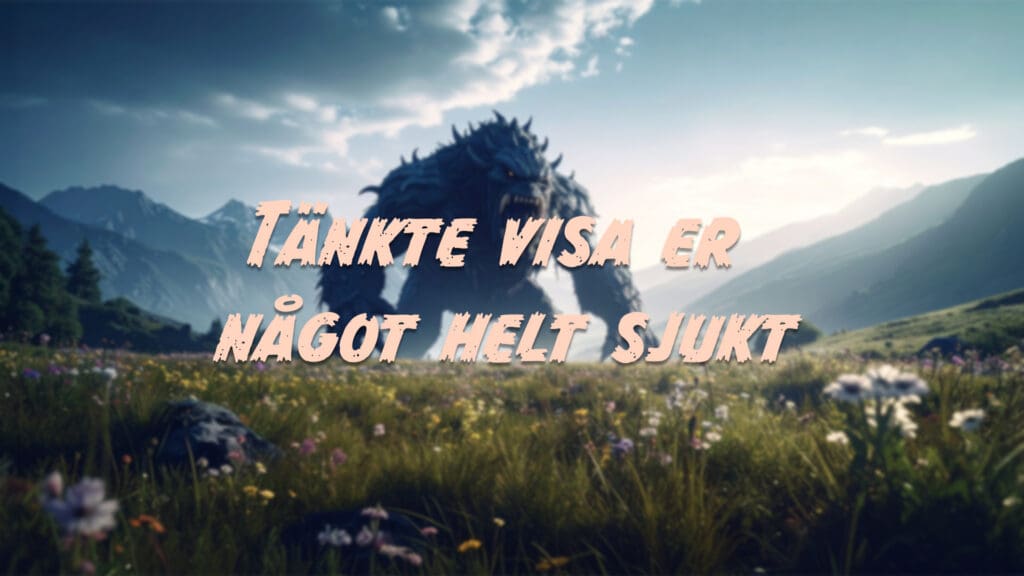 Firefly ett stort monster ute på en stor äng med blommor och livlig natur